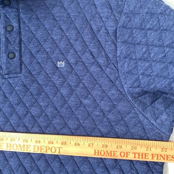 Crown & Ivy Dark Blue Mock Neck 1/4 Snap Quilted Pullover Sweater Men’s Size L - Picture 4 of 9